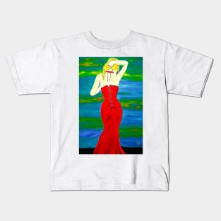 Woman In The Red Dress Kids T-Shirt